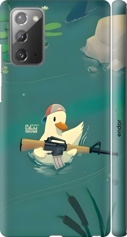 3D пластиковый матовый чехол Уточка с автоматом для Samsung Galaxy Note 20 - 6356m-2036 изображение 