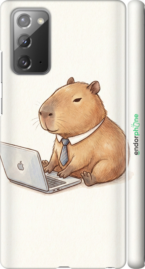3D пластиковий матовий чехол Funny Capybara CEO Working для Samsung Galaxy Note 20 - 6777m-2036 изображение 