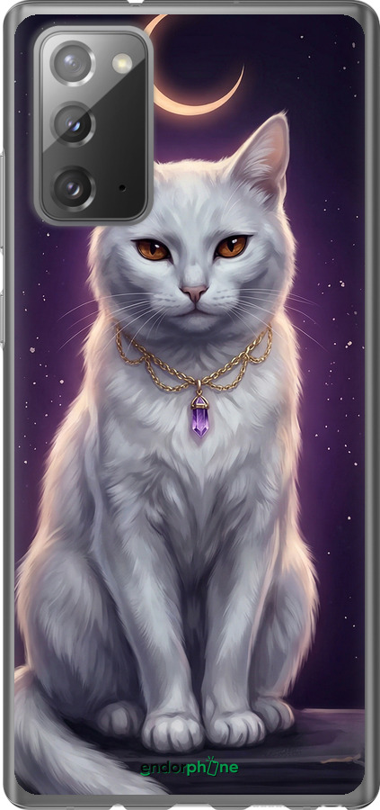 Силіконовий чехол Mystic White Cat Gothic Dark Purple Gold для Samsung Galaxy Note 20 - 6805u-2036 изображение 