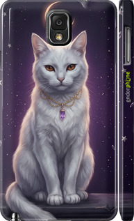 3D пластиковый глянцевый чехол Mystic White Cat Gothic Dark Purple Gold для Samsung Galaxy Note 3 N9000 - 6805c-29 изображение 