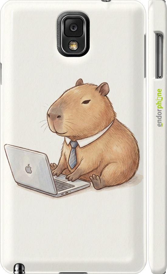3D пластиковый глянцевый чехол Funny Capybara CEO Working для Samsung Galaxy Note 3 N9000 - 6777c-29 изображение 