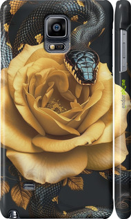 3D пластиковий глянцевий чехол Black snake and golden rose для Samsung Galaxy Note 4 N910H - 6068c-64 изображение 