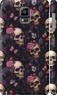 3D пластиковый матовый чехол Черепа и розы для Samsung Galaxy Note 4 N910H - 6316m-64 изображение 