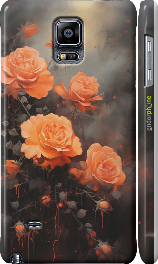 3D пластиковый матовый чехол Оранжевые розы для Samsung Galaxy Note 4 N910H - 5944m-64 изображение 