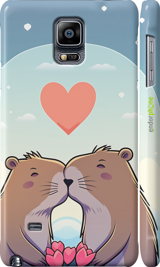 3D пластиковий глянцевий чехол Капібара кохання для Samsung Galaxy Note 4 N910H - 6027c-64 изображение 