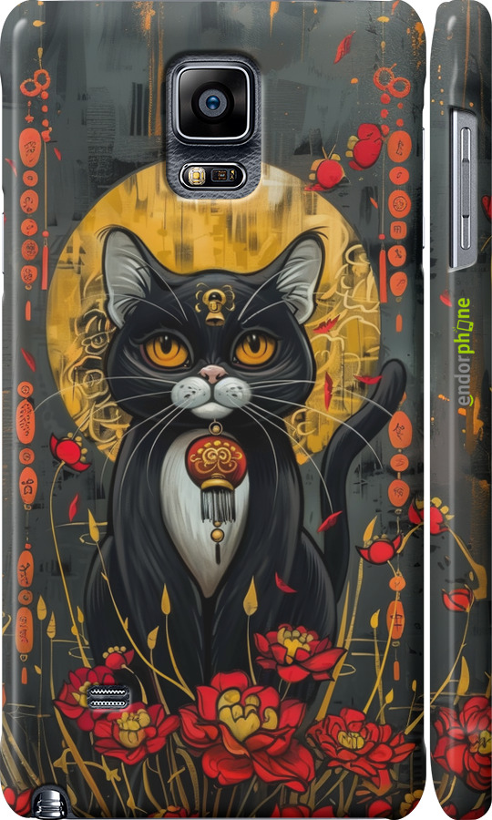 3D пластиковий глянцевий чехол China Cat для Samsung Galaxy Note 4 N910H - 6134c-64 изображение 