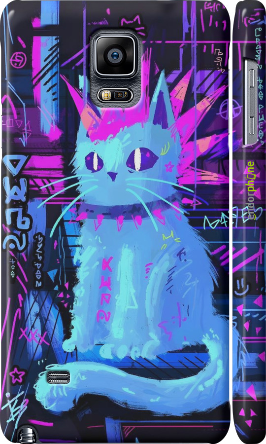 3D пластиковий глянцевий чехол Кіт панк для Samsung Galaxy Note 4 N910H - 6311c-64 изображение 
