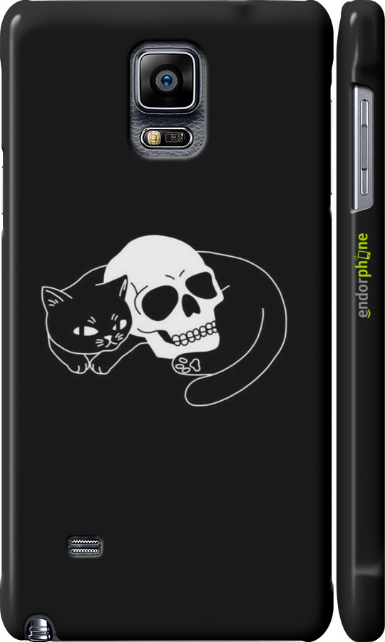 3D пластиковий матовий чехол Із зображенням кота та черепа для Samsung Galaxy Note 4 N910H - 6491m-64 изображение 