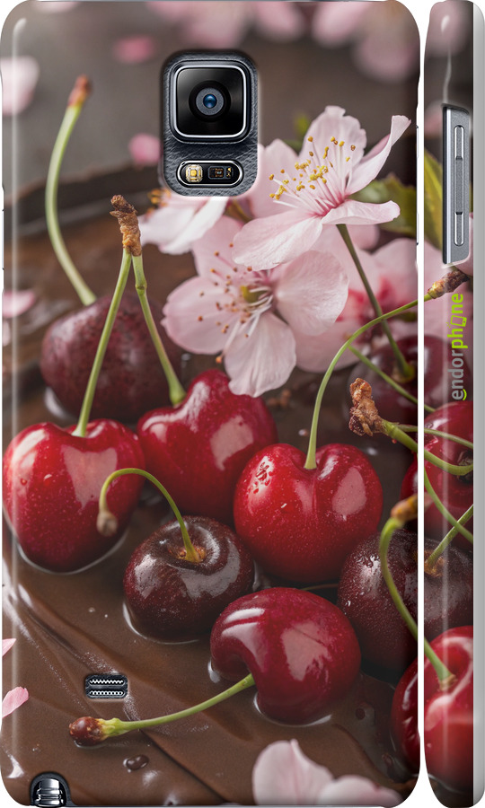 3D пластиковый матовый чехол Вишня в шоколаде для Samsung Galaxy Note 4 N910H - 6698m-64 изображение 