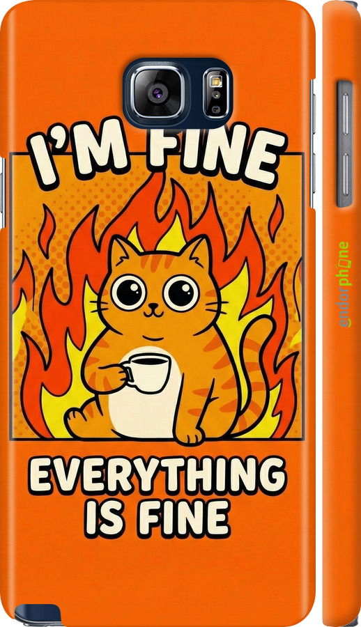 3D пластиковий глянцевий чехол Funny Cat для Samsung Galaxy Note 5 N920C - 6786c-127 изображение 