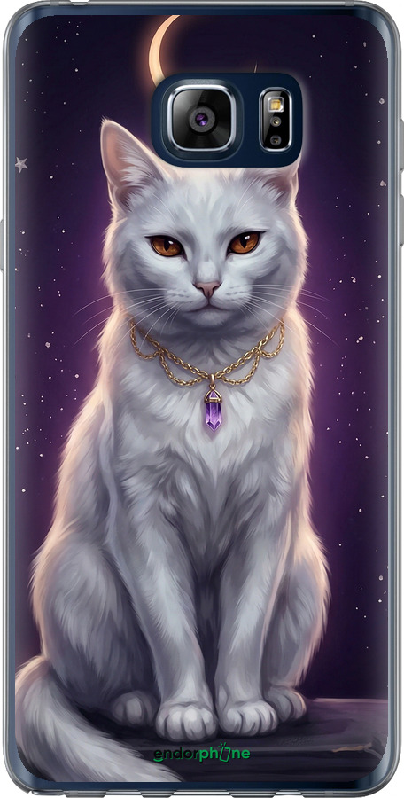 2D пластиковый чехол Mystic White Cat Gothic Dark Purple Gold для Samsung Galaxy Note 5 N920C - 6805t-127 изображение 