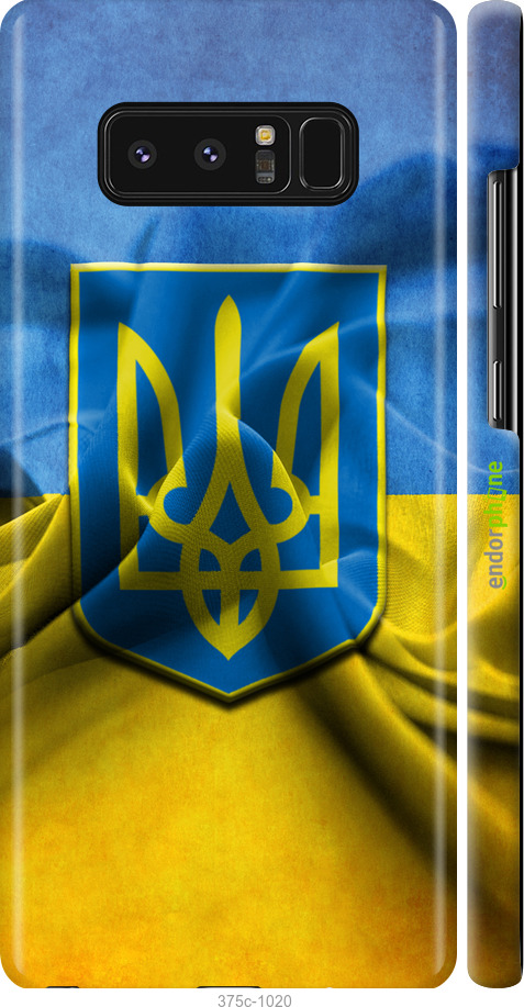 

3D пластиковий матовий чохол "Прапор та герб України" для Samsung Galaxy Note 8, Блакитний