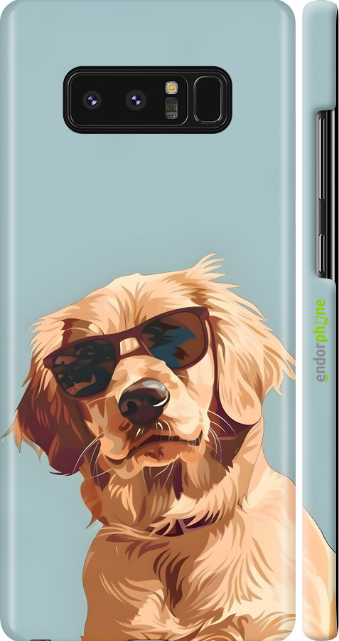 3D пластиковый матовый чехол Пес в очках для Samsung Galaxy Note 8 - 6381m-1020 изображение 