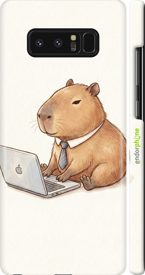 3D пластиковый матовый чехол Funny Capybara CEO Working для Samsung Galaxy Note 8 - 6777m-1020 изображение 