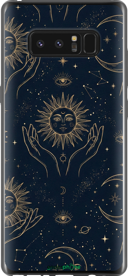 Силиконовый чехол Celestial Harmony: Sun & Moon Gold Mystic Pattern для Samsung Galaxy Note 8 - 6778u-1020 изображение 
