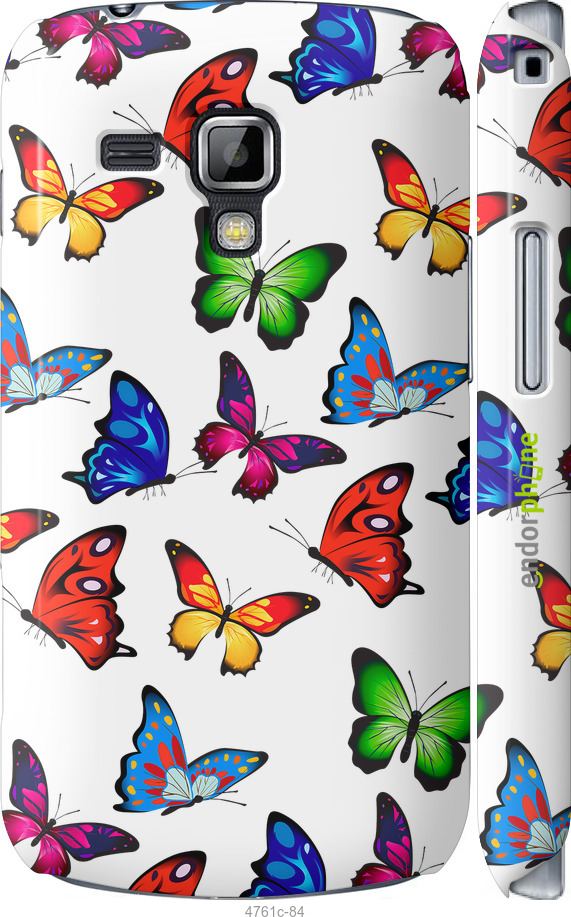 3D пластиковий глянцевий чехол Барвисті метелики для Samsung Galaxy S Duos s7562 - 4761c-84 изображение 