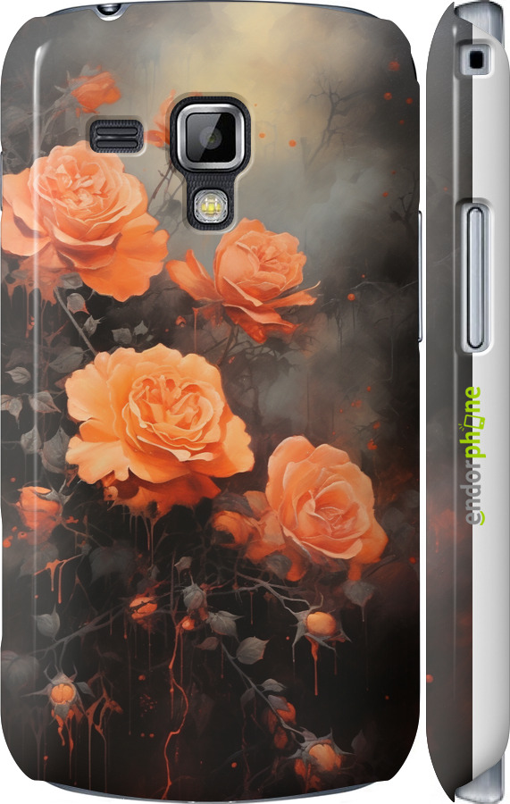 3D пластиковый глянцевый чехол Оранжевые розы для Samsung Galaxy S Duos s7562 - 5944c-84 изображение 