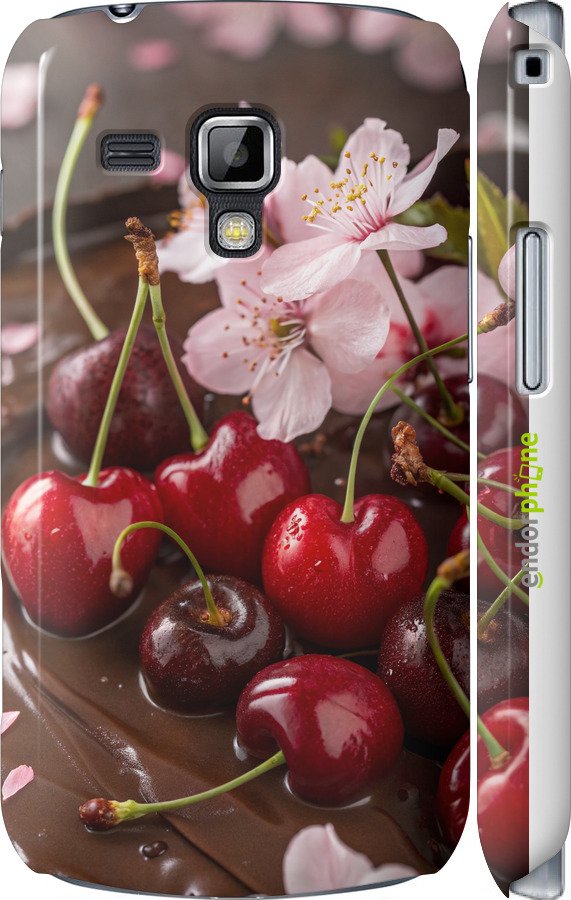 3D пластиковий глянцевий чехол Вишня у шоколаді для Samsung Galaxy S Duos s7562 - 6698c-84 изображение 