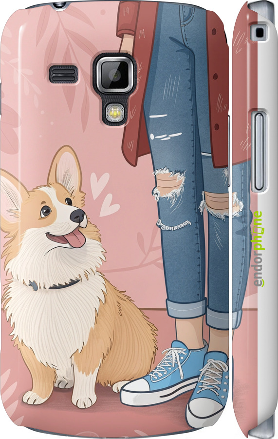3D пластиковий глянцевий чехол Корги 3 для Samsung Galaxy S Duos s7562 - 6707c-84 изображение 
