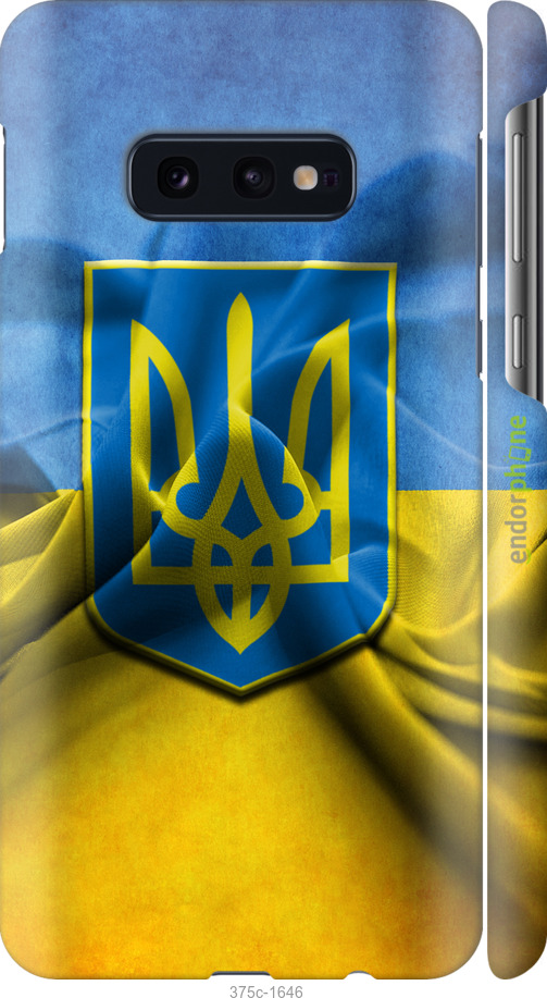 

3D пластиковий матовий чохол "Прапор та герб України" для Samsung Galaxy S10e, Блакитний