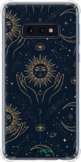 Силіконовий протиударний с посиленими кутами чехол Celestial Harmony: Sun & Moon Gold Mystic Pattern для Samsung Galaxy S10e - 6778sp-1646 изображение 