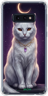 Силикон с усиленными углами чехол Mystic White Cat Gothic Dark Purple Gold для Samsung Galaxy S10e - 6805sp-1646 изображение 