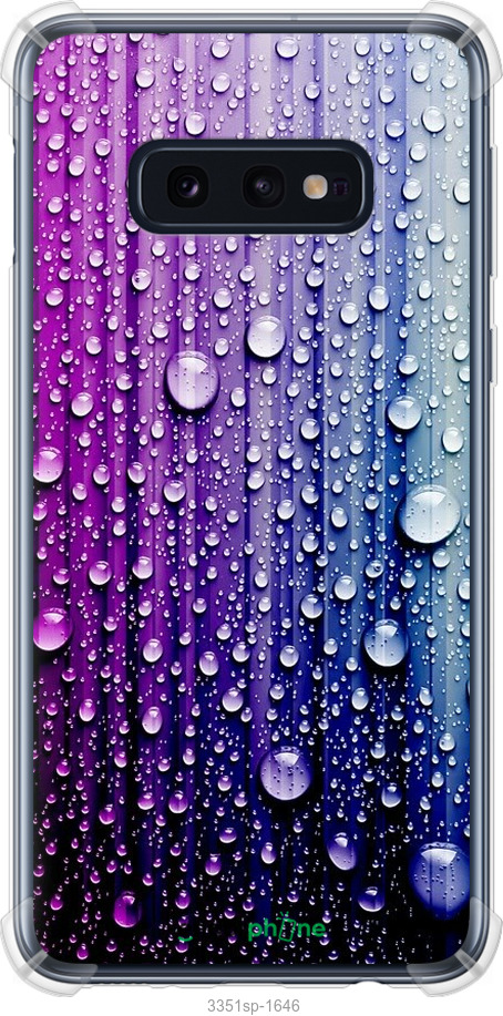 

Силіконовий протиударний с посиленими кутами чохол "Краплини води" для Samsung Galaxy S10e, Синій