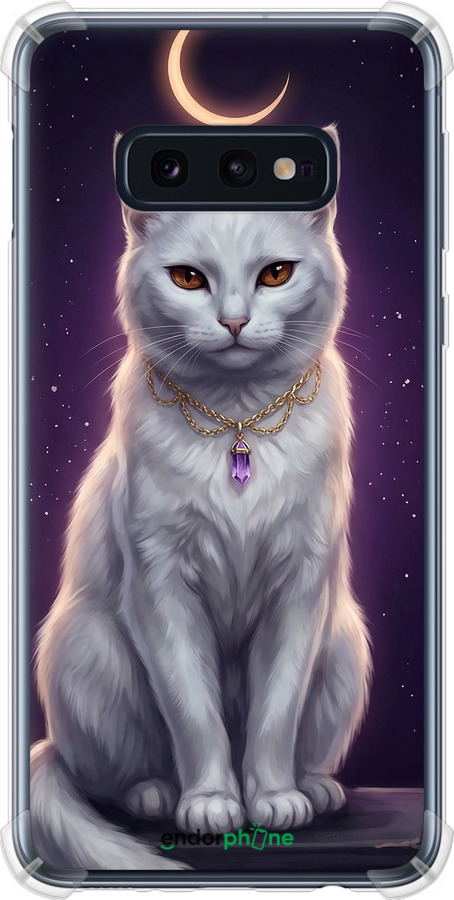 Силикон с усиленными углами чехол Mystic White Cat Gothic Dark Purple Gold для Samsung Galaxy S10e - 6805sp-1646 изображение 