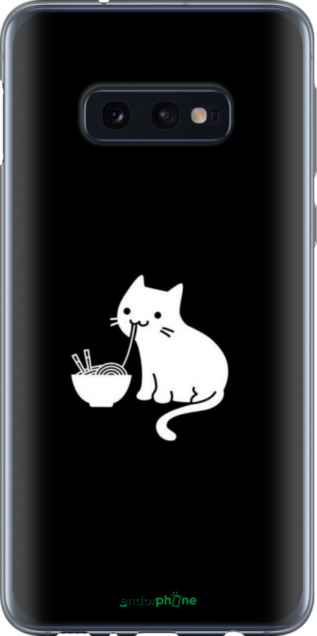 2D пластиковый чехол С милым котом на черном фоне для Samsung Galaxy S10e - 6528t-1646 изображение 