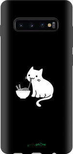 TPU чехол С милым котом на черном фоне для Samsung Galaxy S10 Plus - 6528b-1649 изображение 