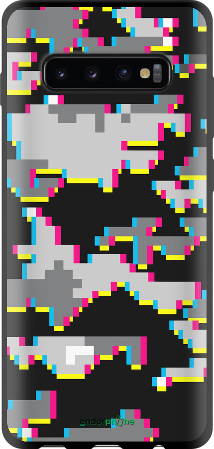 TPU zwart чехол Pixel camouflage для Samsung Galaxy S10 Plus - 5481b-1649 изображение 