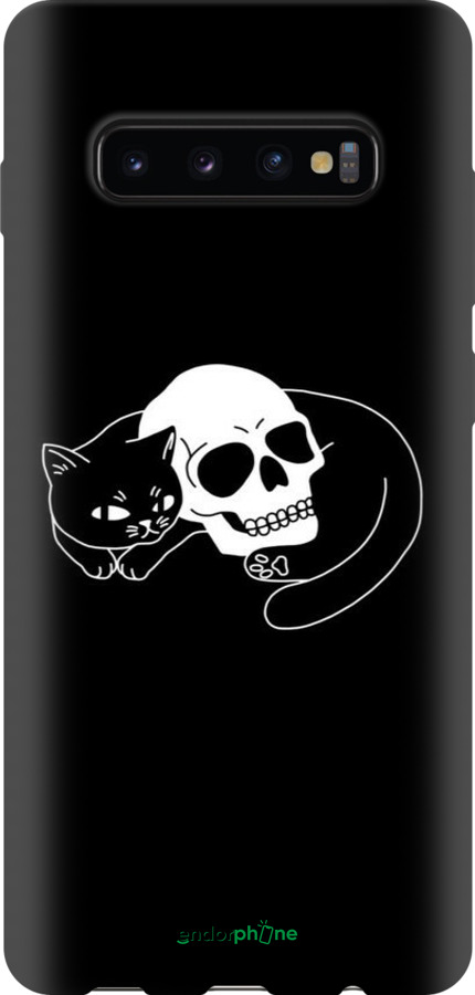 TPU чехол Із зображенням кота та черепа для Samsung Galaxy S10 Plus - 6491b-1649 изображение 