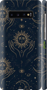 3D пластиковий матовий чехол Celestial Harmony: Sun & Moon Gold Mystic Pattern для Samsung Galaxy S10 Plus - 6778m-1649 изображение 