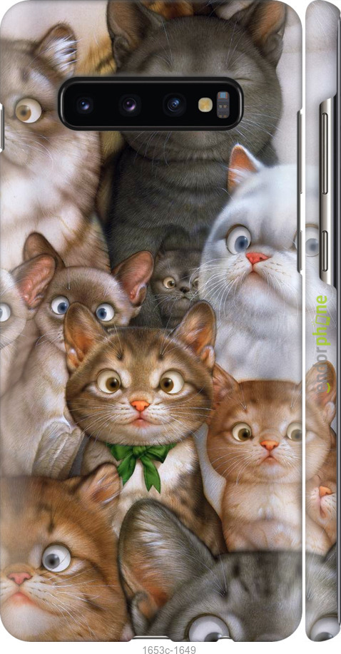 

3D пластиковий матовий чохол "Коти" для Samsung Galaxy S10 Plus