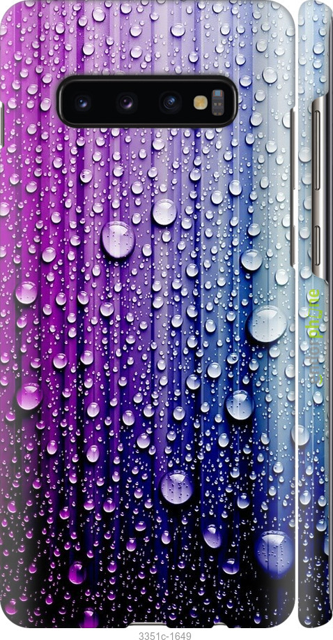 

3D пластиковий матовий чохол "Краплини води" для Samsung Galaxy S10 Plus, Синій