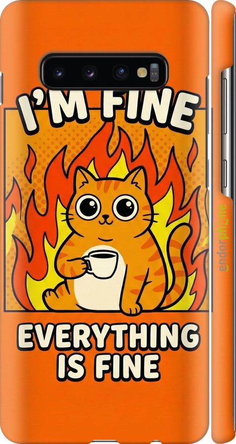 3D пластиковий матовий чехол Funny Cat для Samsung Galaxy S10 Plus - 6786m-1649 изображение 