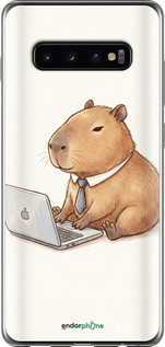 2D пластиковый чехол 'Funny Capybara CEO Working' для Samsung Galaxy S10 Plus изображение 2