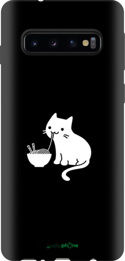 TPU чехол Милий кіт на чорному фоні для Samsung Galaxy S10 - 6528b-1640 изображение 
