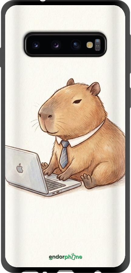 TPU чехол Funny Capybara CEO Working для Samsung Galaxy S10 - 6777b-1640 изображение 