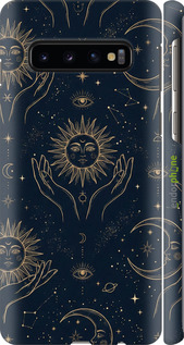 3D пластиковый матовый чехол Celestial Harmony: Sun & Moon Gold Mystic Pattern для Samsung Galaxy S10 - 6778m-1640 изображение 