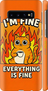 3D пластиковый матовый чехол Funny Cat для Samsung Galaxy S10 - 6786m-1640 изображение 