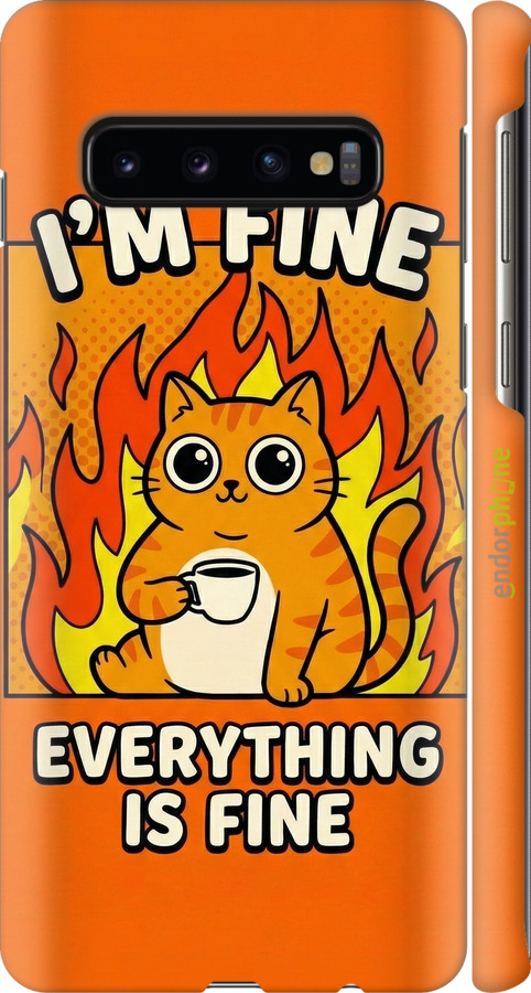 3D пластиковый матовый чехол Funny Cat для Samsung Galaxy S10 - 6786m-1640 изображение 