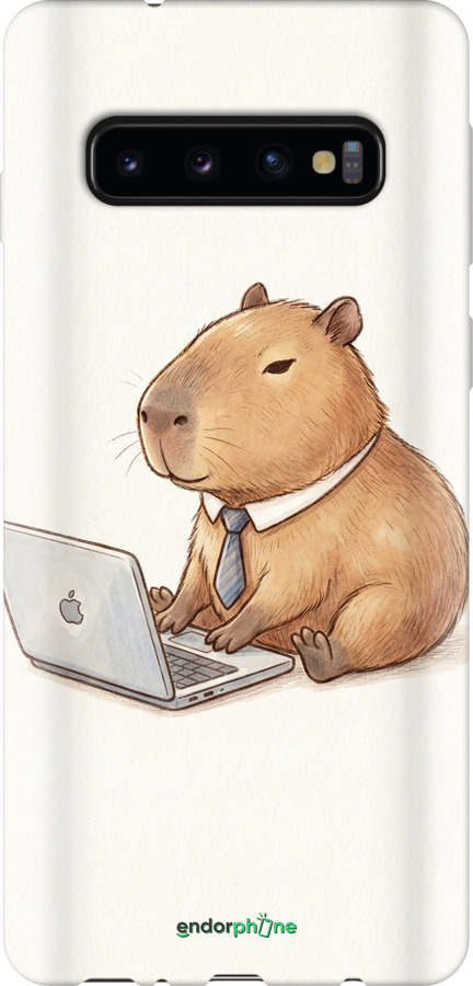 Силіконовий протиударний с посиленими кутами чехол Funny Capybara CEO Working для Samsung Galaxy S10 - 6777sp-1640 изображение 