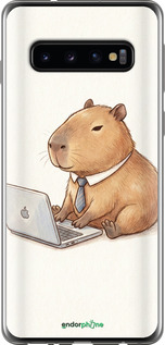 Силиконовый чехол 'Funny Capybara CEO Working' для Samsung Galaxy S10 изображение 1