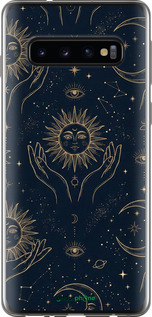 Силиконовый чехол Celestial Harmony: Sun & Moon Gold Mystic Pattern для Samsung Galaxy S10 - 6778u-1640 изображение 