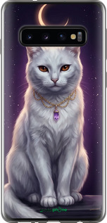 Силиконовый чехол Mystic White Cat Gothic Dark Purple Gold для Samsung Galaxy S10 - 6805u-1640 изображение 