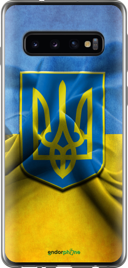 

2D пластиковий чохол "Прапор та герб України" для Samsung Galaxy S10, Блакитний