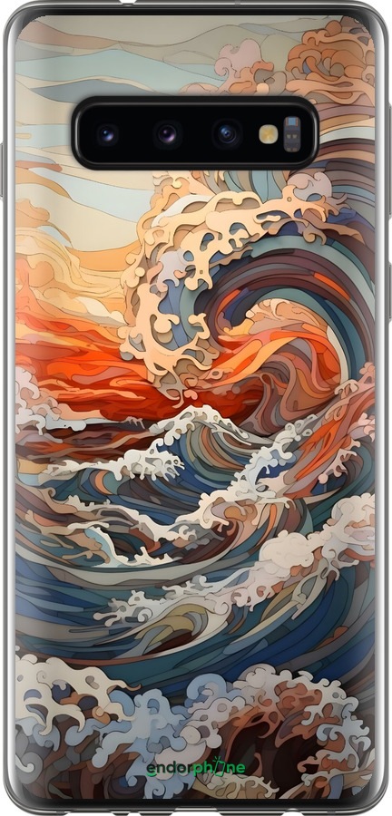 2D пластиковий чехол Арт хвилі для Samsung Galaxy S10 - 6324t-1640 изображение 