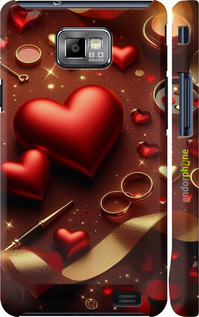 3D пластиковий глянцевий чехол Сердечки v3 для Samsung Galaxy S2 i9100 - 5833c-14 изображение 
