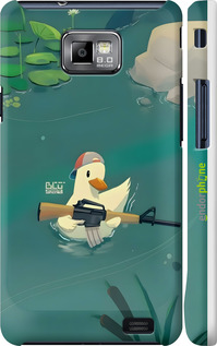 3D пластиковый матовый чехол Уточка с автоматом для Samsung Galaxy S2 i9100 - 6356m-14 изображение 